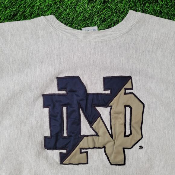 Vintage Champion Reverse Weave Notre-Dame Sweatshirt L/XL 22x27 Heavyweight - Picture 2 of 14